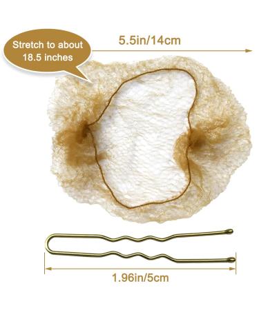 Tenalleys Ballet Hair Bun Cover Set - 50 Pieces Nylon Invisible Hairnet with U Shaped Pins - Light Linen Color - Ideal for Food Service, Ballet, and Wig Styles - Buy Online on GoSupps.com