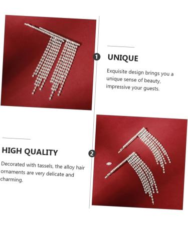 Beaupretty 1pair Tassel Hair Clip Rhinestone Headpiece Women's Hair Clips Hair Clips for Girls Crystal Bridal Hairpin Girl Birthday Headpiece for Women Stylish Hairpin Tassels Hairpins - Buy Online on GoSupps.com