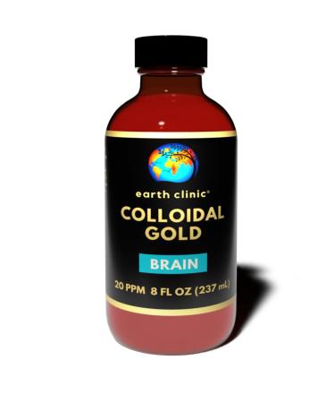Earth Clinic Colloidal Gold 20 ppm 8 oz (237 mL) - Natural Brain Support & Cognitive Function Aid