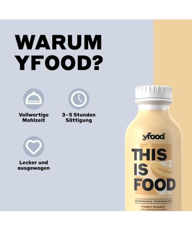 YFOOD Funky Peanut Drink - 34g Protein 26 Vitamins & Minerals Delicious On-the-Go Meal 12x500ml (Includes 3.00 Deposit) - Buy Online on GoSupps.com