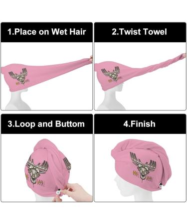 Ethnic Style Deer Head Microfiber Hair Towel Wrap for Women - 10x26 Inch Super Absorbent Hair Turban with Button - Perfect for Fast Drying - Buy Online on GoSupps.com