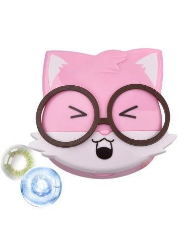 Fellflying contact lenses travel case contacteduis travel |Portable cartoon animal box for contact glasses contact lens care products for trips and daily use sweet squirrels pink