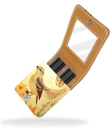 Travel Lipstick Organizer Case - Portable Makeup Bag with Mirror | Daisy Bird in Flower Design - Buy Online on GoSupps.com