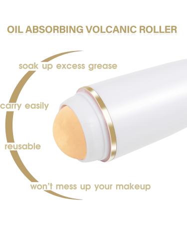 Portable Oil Control Roller with Volcanic Ball and Cleaning Sponge - White | Reusable Oil Absorbing Volcanic Roller - Buy Online on GoSupps.com