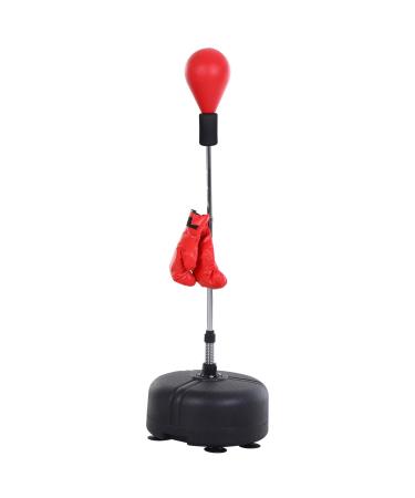 Soozier Punching Bag Free Standing w/Boxing Gloves Height Adjustable Boxing Ball Set Great for Training, Exercise, Fitness & Stress Relief - Red