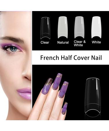 Acrylic Nail Tips - 500 Pieces Artificial False Nails | 10 Sizes French-Clear Nail Tips in Box for Women & Girls DIY Nails - Buy Online on GoSupps.com
