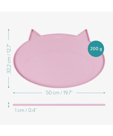 Navaris Cat Food Bowl Mat - 50x32 cm Silicone Non-Slip Feeding Placemat with Cat Ears Design - Pink - Buy Online on GoSupps.com