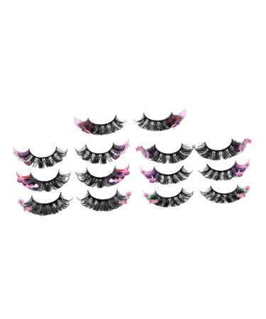 IWOWHERO 7 Pairs False Eyelashes Individual Lashes Fluffy Eyelashes Fake Lashes Eyelashes with Color Women Lashes with Color Curl Lash Clusters Faux Eyelashes Dense Artificial Fiber Extend