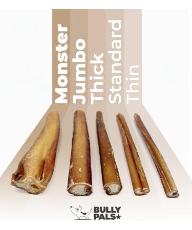 BULLY PALS - 12" Monster Bully Sticks for Big Dogs Power/Aggressive chewers - Thickest - 3 Pack - Long Lasting All Natural Single Ingredient Dog Dental Chews and Treats - Buy Online on GoSupps.com