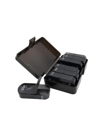 7 Day Pill AM PM Daily Organizer ShysTech Pill Case Pill Box for Pills/Vitamin/Supplements/Medication (Black)