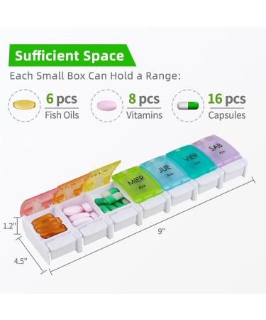 Spanish Pill Organizer - 7 Weekly Compartments for AM/PM Meds | Medication Organizer & Vitamin Planner in Spanish - Buy Online on GoSupps.com