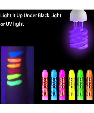 6PCS Saturey Glow Black Light Face & Body Paint Crayons - Neon Glow Makeup for Parties, Mardi Gras & Christmas - Buy Online on GoSupps.com
