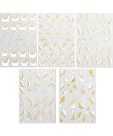 3D Glitter French Line Nail Stickers - Self-Adhesive Geometric Nail Art & Design Accessories - Buy Online on GoSupps.com