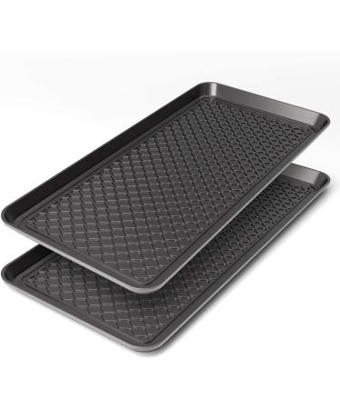 Vramy Multi-Purpose Boot Trays,Set of 2 Black All Weather Heavy Duty Shoe Trays,Pet Feeding Mat,Use for Indoor and Outdoor,30" x 15" x 1.2"