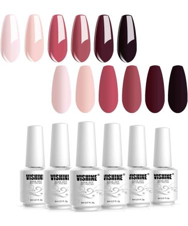 Vishine Gel Nail Polish KIT 6 Colors - Misty Pink & Midnight Rose Series Pastel Pink Wine Tone Home Nail Art Salon Gel Manicure Set - Buy Online on GoSupps.com