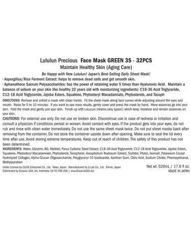 Lululun Precious Face Masks - 32 Sheets for Healthy Skin | 17.58 fl oz - Buy Online on GoSupps.com