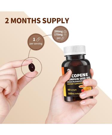 GANOHERB Pumpkin Seed Oil Capsule Lycopene Supplement Cold Pressed Pumpkin Seed 3 in 1 Hair Growth Supplement with Reishi Mushroom Spore Oil for Urinary and Prostate Health 60 Softgels - Buy Online on GoSupps.com