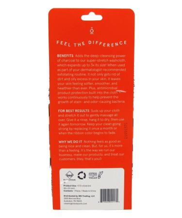 Clean Logic Detox Charcoal Stretch Wash Cloth - Pack of 2 - Buy Online on GoSupps.com