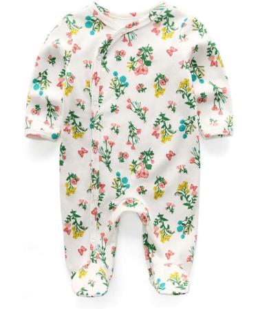 MAMIMAKA Cotton Baby Rompers Pajamas Set | Long Sleeve Footed Bodysuits for Boys and Girls | 9-12 Months | Pack of 3 - Buy Online on GoSupps.com
