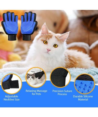 Pet Grooming Glove Pet Brush Glove Deshedding Brush Glove Pet Hair Remover Brush Bath Tool for Pets Grooming Pet Mitt For Dogs Cats & Horses with Long/Short/Curly Hair (Blue) - Buy Online on GoSupps.com