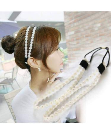 Double Row Flower Headband Pearl Headwear Elastic Hair Band Sunflower Hair Accessory - Buy Online on GoSupps.com