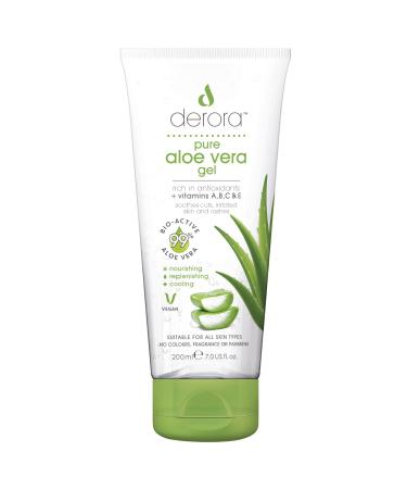 Aloe Vera Gel by Derora | Contains 100% Pure Organic & Natural Bio Active Aloe Ingredients | for Healing Soothing & Hydrating the Skin Face & Body | Cruelty Free & Vegan (200ml (Pack of 1)) 200 ml (Pack of 1)