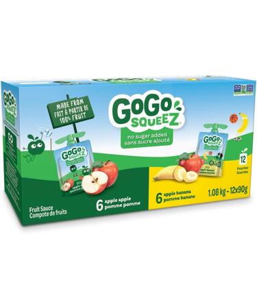 GoGo squeeZ Fruit Sauce Variety Pack Apple Strawberry Peach Banana No Sugar Added. 90g per pouch Pack of 20 & Fruit Sauce Variety Pack Apple Banana No Sugar Added. 90g per pouch Pack of 12 - Buy Online on GoSupps.com