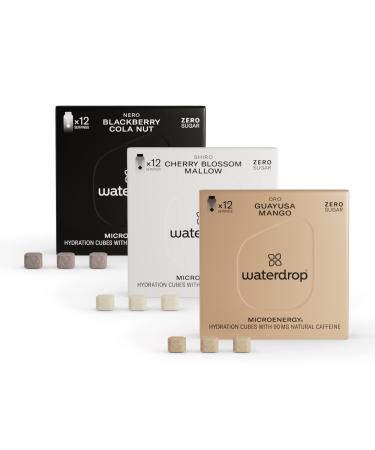 Waterdrop Microenergy Set |Energy drink - natural caffeine with B vitamins |36 Waterdrop drops cube powder |Taste for water without sugar and without preservatives