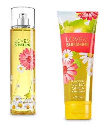 Bath & Body Works - Signature Collection Love & Sunshine - Gift Set- Fine Fragrance Mist 8 Fl Oz & Ultra Shea Body Cream