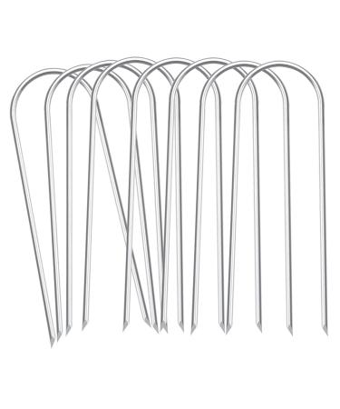 Heavy Duty Trampoline Stakes Anchors High Wind Stakes U- Shaped Sharp Ends Ground Anchor Galvanized Steel 11.8inch Safety Stakes for Soccer, Tents and Garden Decorations silver