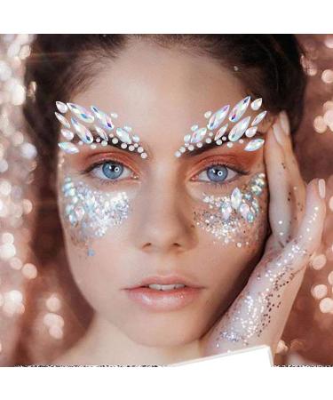 Bomine Rhinestone Mermaid Face & Chest Stickers - Festival Body Jewelry & Temporary Tattoos for Women/Girls - 2 Sets - Buy Online on GoSupps.com