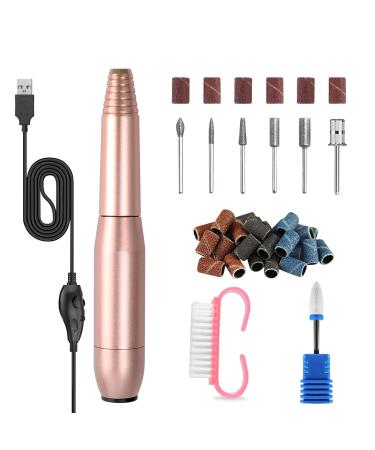 Nail Drills For Acrylic Nails Professional Electric Nail Drill Machine, Electric Manicure Set Acrylic Nail Kit Portable USB Charge Electric Nail File,Nail Grinder Manicure,Nail File Champagne Nail Drill