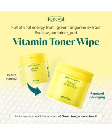 GOODAL Green Tangerine Vita C Toner Pad (23AD) Ver.3 - Brightening & Hydrating Exfoliating Pads for Radiant Skin | International Shipping Available - Buy Online on GoSupps.com