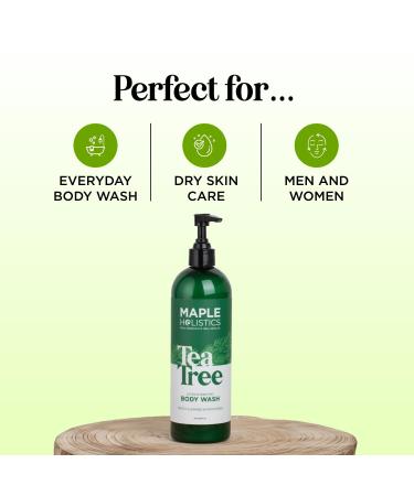 Tea Tree Oil Body Wash - Hydrating Shower Gel for Men & Women | Moisturizing Tea Tree Body Soap with Peppermint - 16 Fl Oz - Buy Online on GoSupps.com
