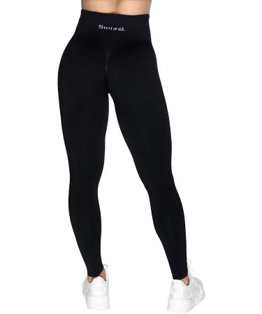 Sunzel Scrunch Butt Lifting Leggings - High Waisted Seamless Workout Yoga Pants in Medium Black - Buy Online on GoSupps.com