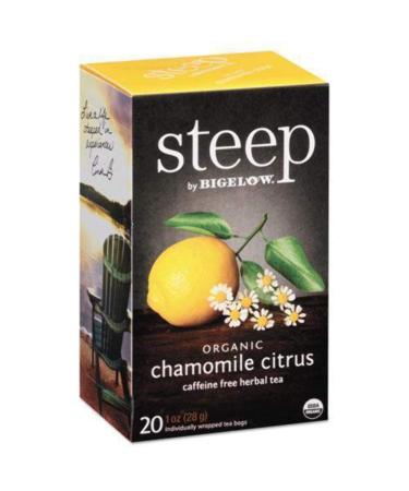 Steep by Bigelow Organic Chamomile Citrus Caffeine Free Herbal Tea, 20 Count