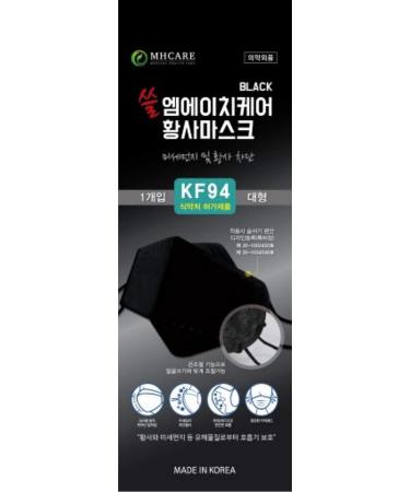 Buy (Pack of 6) Korea Black KF94 Face Masks - Unisex 4-Layer Filters Breathable Adjustable Strap for Dust Protection - Made in Korea - Buy Online on GoSupps.com