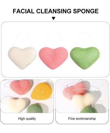 Heart-Shaped Facial Sponges Set of 3 | Random Colors | Practical Face Cleaning Tools for All Skin Types - Buy Online on GoSupps.com