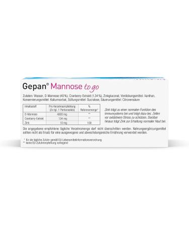 Gepan Mannose to Go Immune Support Supplement for Women | D-Mannose Zinc & Cranberry Extract | International Shipping - Buy Online on GoSupps.com