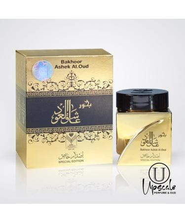 Almas Perfumes Incense Bakhoor Ashek Al Oud Special Edition - 30G of Authentic Arabic Wood Chip Bakhoor Incense - Aroma Lasts All Day Long - Perfect for Prayer Namaaz Ceremony Meditation Oudh lover Gold - Buy Online on GoSupps.com