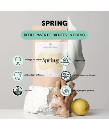  BANBU Spring Powder Toothpaste Lemon and Ginger Flavor 120 ml Natural Refill Vegan - Buy Online on GoSupps.com