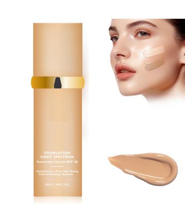 4 In 1 Foundation Liquid- Hydrating Medium Full Coverage Concealer with SPF 50+ Forever Bloom Biomimic Foundation 4 In 1 - Light Spectrum SPF 50 Inspired Longwearing & Waterproof-korean Makeup