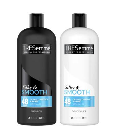 TRESemme Shampoo and Conditioner Set, Silky & Smooth, Argan Oil with Vitamin E, Anti Frizz Hair Products, 28 Fl Oz each