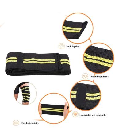 Zerone Sports Knee Bandage Wrap - Elastic Kneepad Straps for Gym Weightlifting & Cross Training - Compression & Support in Black & Yellow - Buy Online on GoSupps.com