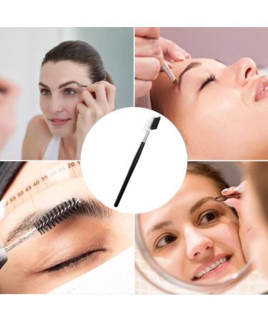 Eyebrow Eyelash Brush Dual Comb Eyebrow Brush Beauty Makeup Tool with Wooden Handle Black Eyebrow brush - Buy Online on GoSupps.com
