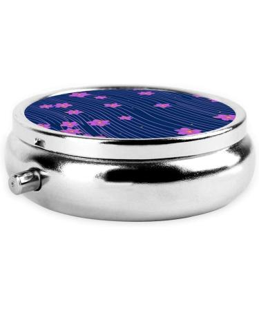 Red Petals Blue Background Portable Metal Pill Box - Mini 3-Compartment Travel Accessory for Small Pills - Hinged Design - Buy Online on GoSupps.com