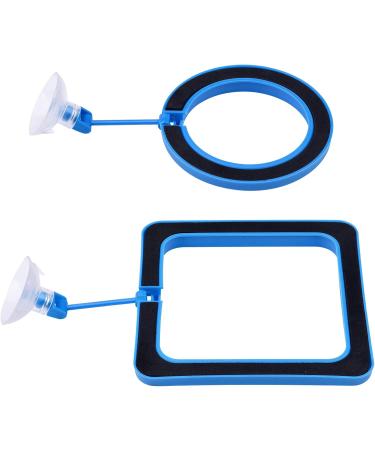 WEAVERBIRD 2PCS Fish Feeding Ring Fish Safe Floating Food Feeder Circle Blue with Suction Cup Easy to Install Aquarium Square and Round Shape for Guppy Betta Goldfish - Buy Online on GoSupps.com