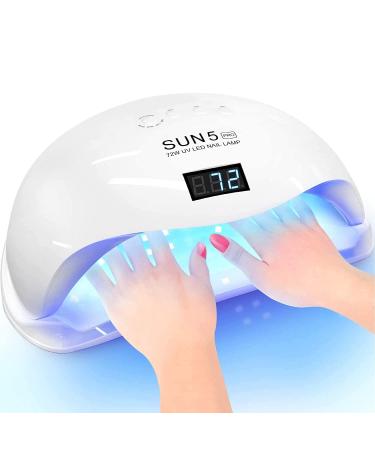 TriLine SUN5 PRO UV LED Nail Lamp 72W Professional Nail Dryer Machine Best Gel UV LED Nail Lamp for Fingernail & Toenail Gel Based Polishes Nail Curing Light with 36pcs LEDs 4 Timer Settings