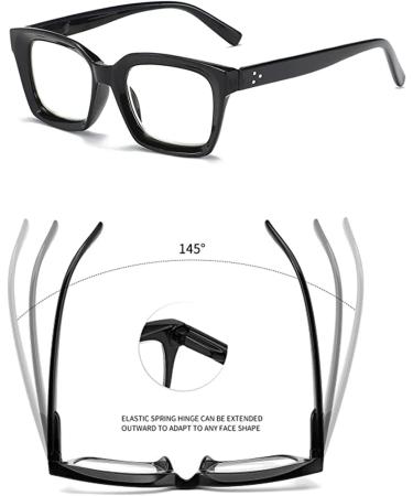 Hubeye Retro Oversized Large Frame Reading Glasses | Blue Light Blocking Computer Reader 1.00 Dioptres | Square Fashion Oprah Style for Women Men | Black - Buy Online on GoSupps.com
