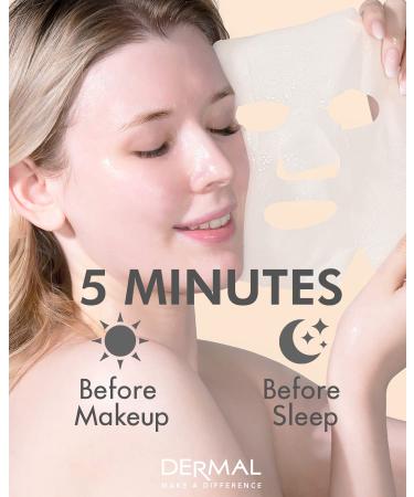 Dermal 16 Combo Pack Collagen Essence Facial Mask Sheet - 16 Count Set for Glowing Skin - Korean Masks for Women and Men - Buy Online on GoSupps.com